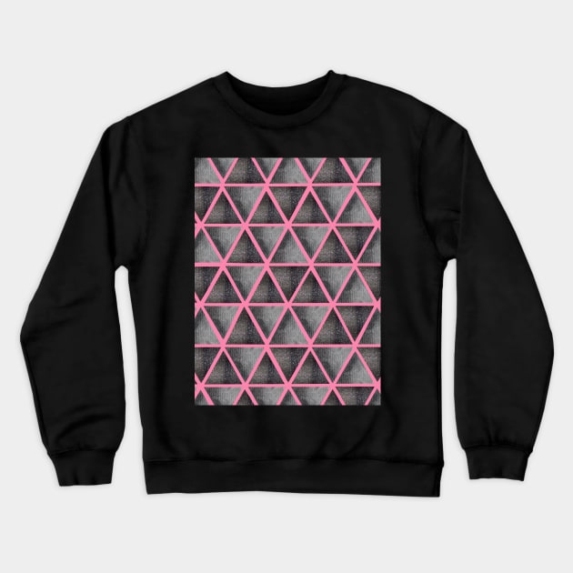 Abstract seamless pattern with ultimate grey and shining grey watercolor triangles on pink background. Best for the print, fabric, poster, wallpaper, cover and packaging, wrapping paper. Crewneck Sweatshirt by Olesya Pugach